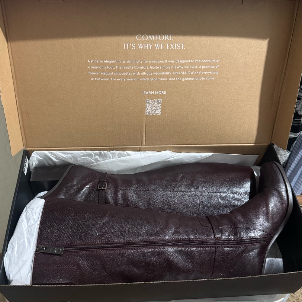 NIB NATURALIZER Wine Leather Knee-High Boots - Picture 9 of 11